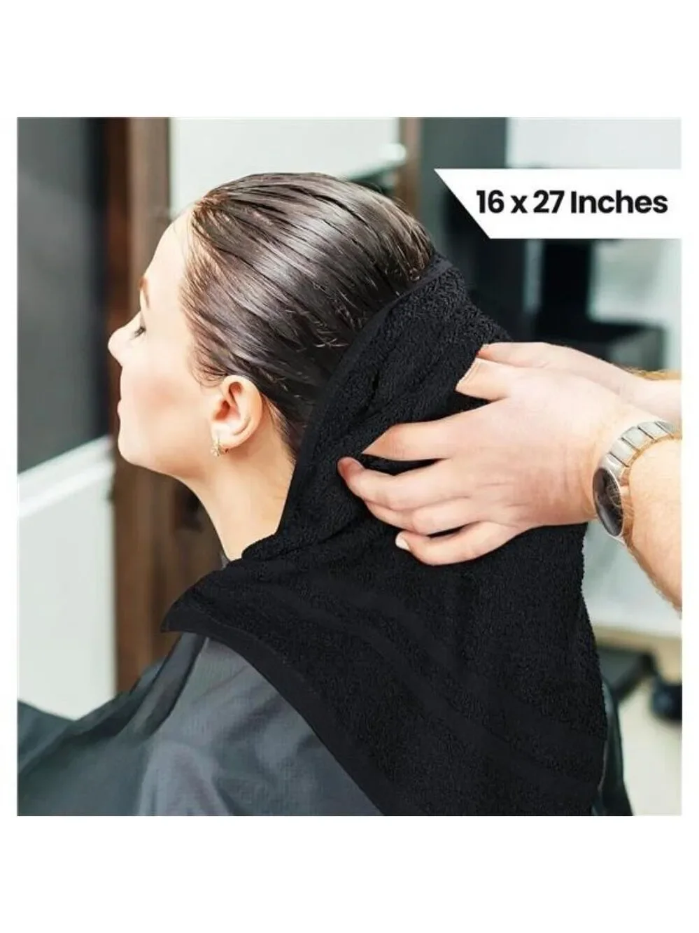 Cotton Hand Towels 24 Pack Bleach Proof Salon Gym Spa Quick Dry Black Towels